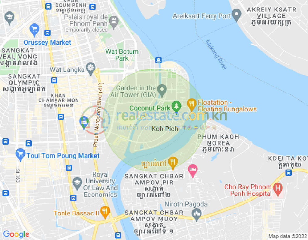 Carte de Tonle Bassac, Chamkarmon, Phnom Penh
