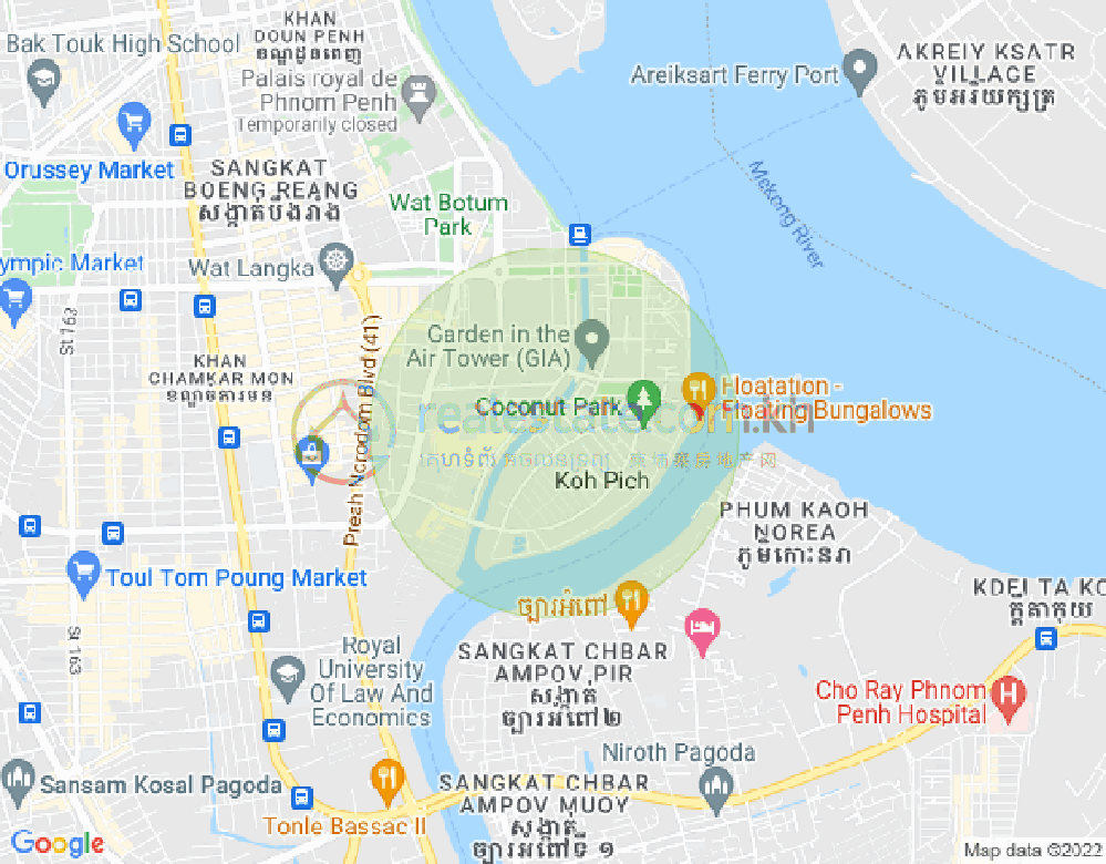 Mapa: Tonle Bassac, Chamkarmon, Phnom Penh