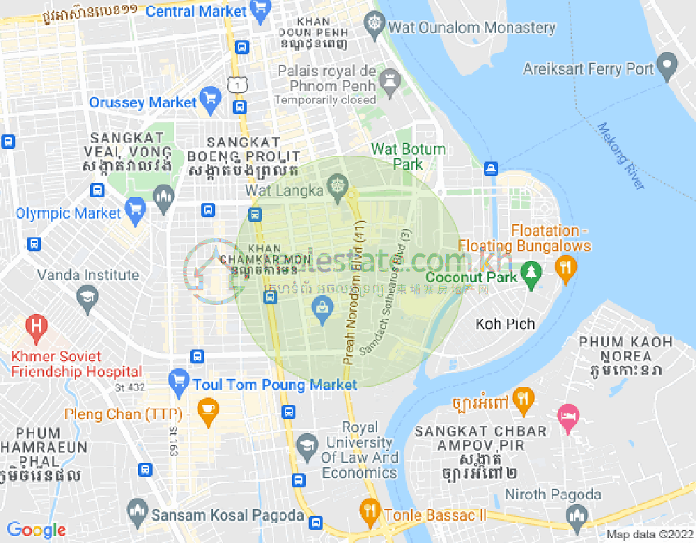 Map of BKK 1, Boeng Keng Kang, Phnom Penh