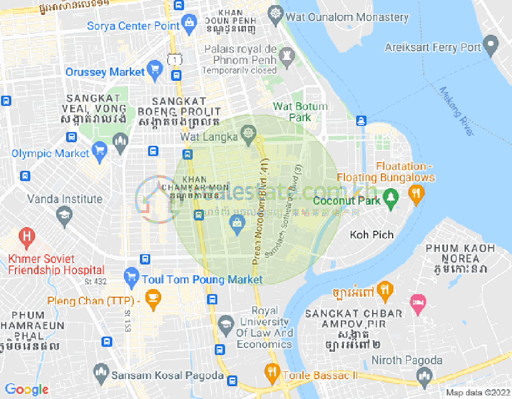 Map of BKK 1, Boeng Keng Kang, Phnom Penh