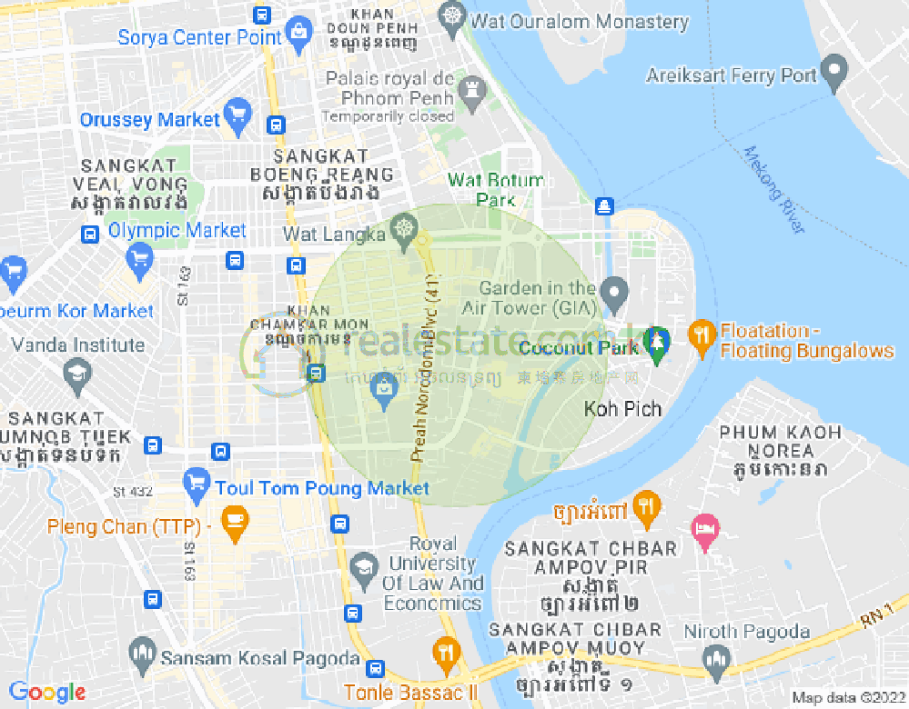 Map of BKK 1, Boeng Keng Kang, Phnom Penh