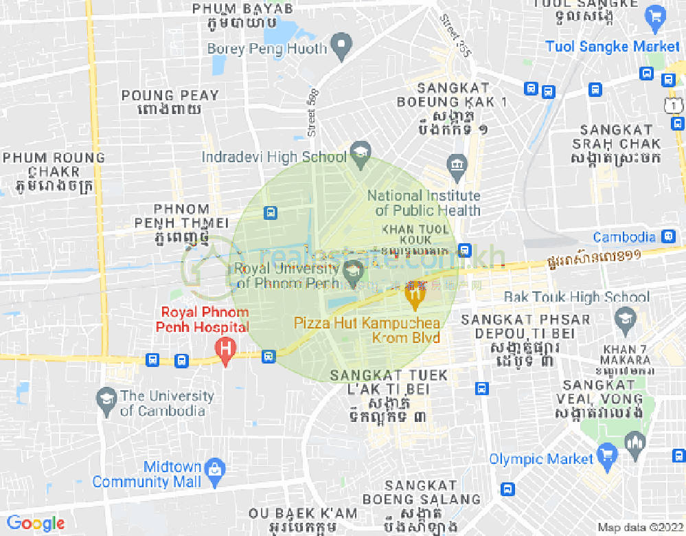 사남고구역, 노곡구, 프놈펜 지도