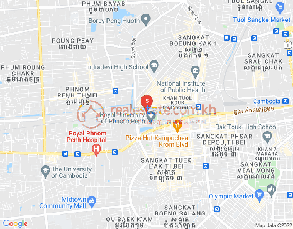 Mapa: Boeung Kak 2, Toul Kork, Phnom Penh