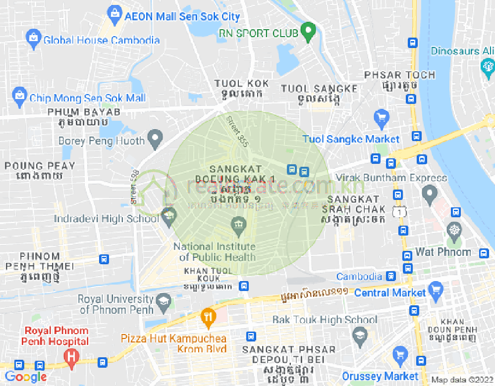 แผนที่ บึงกัก 1, ตuolโกก, พนมเปญ