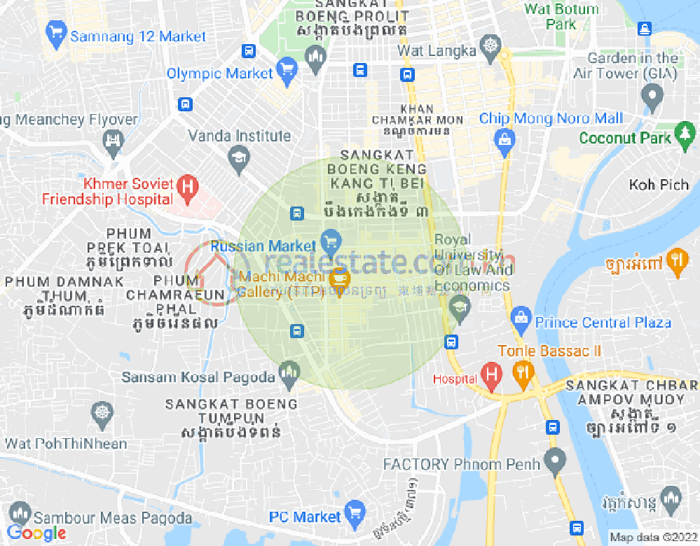 トゥールトンポン1, チャムカモン, プノンペンの地図