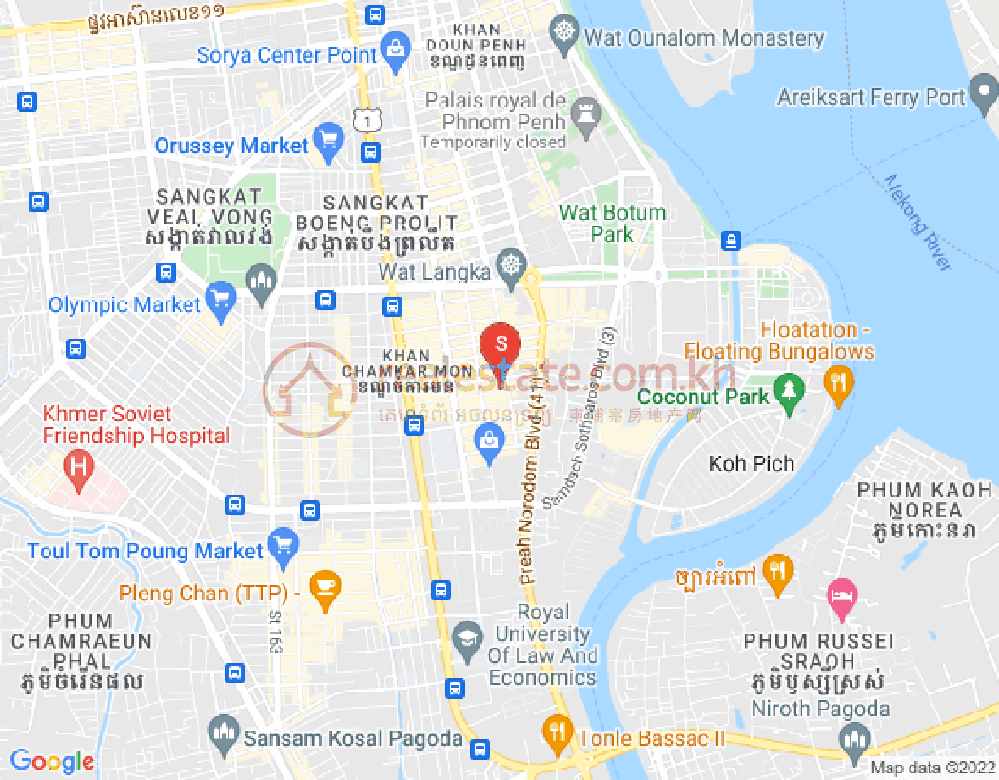 万景岗1分区（BKK1), 波哥堪, 金边地图
