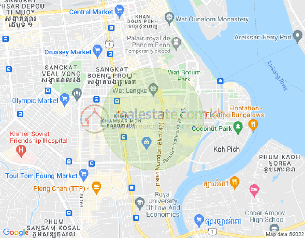 万景岗1分区（BKK1), 波哥堪, 金边地图