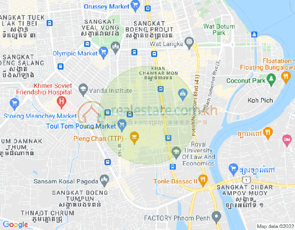 Карта Тул Том Пунг 1, Чамкармон, Пномпень