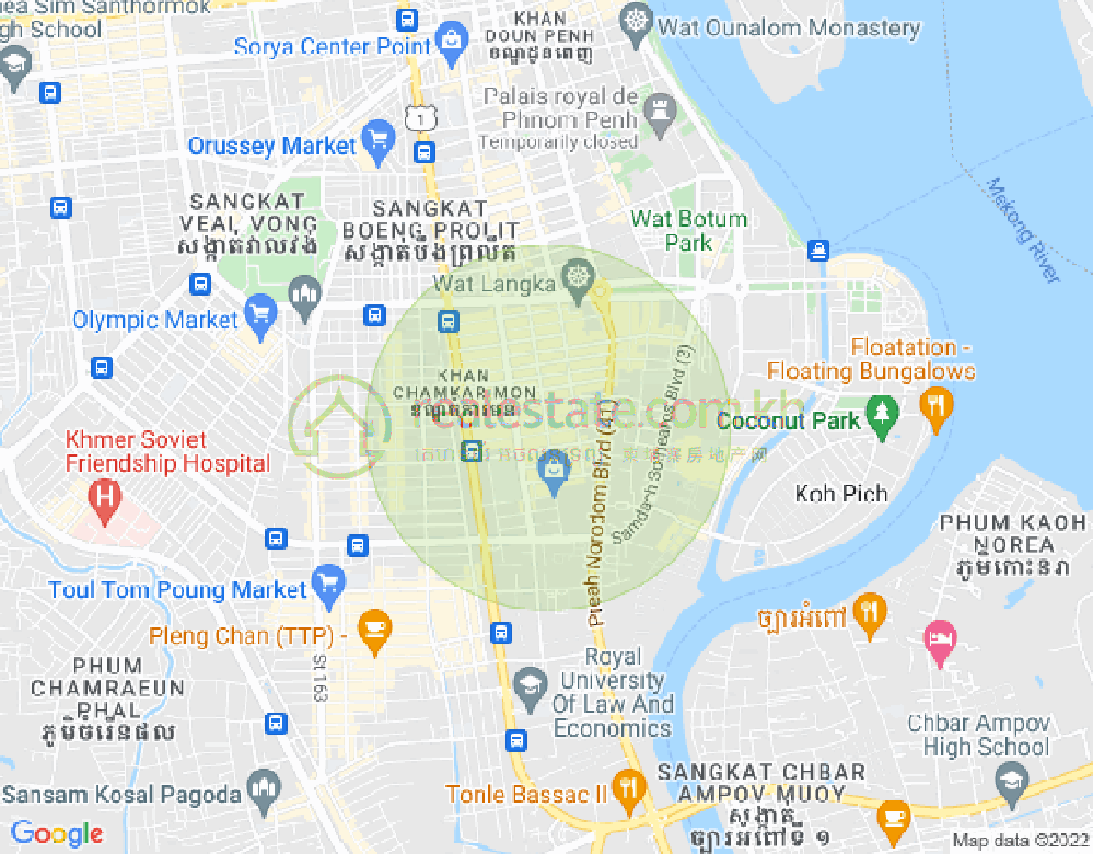 Map of BKK 1, Boeng Keng Kang, Phnom Penh