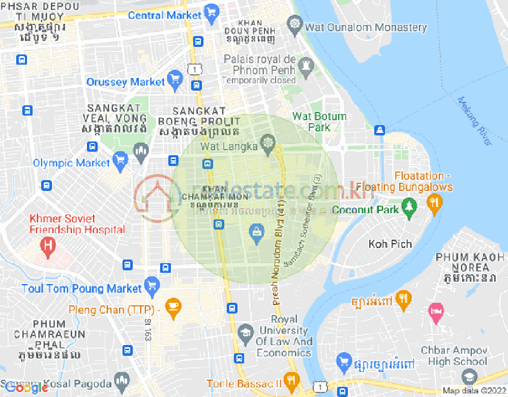 Map of BKK 1, Boeng Keng Kang, Phnom Penh