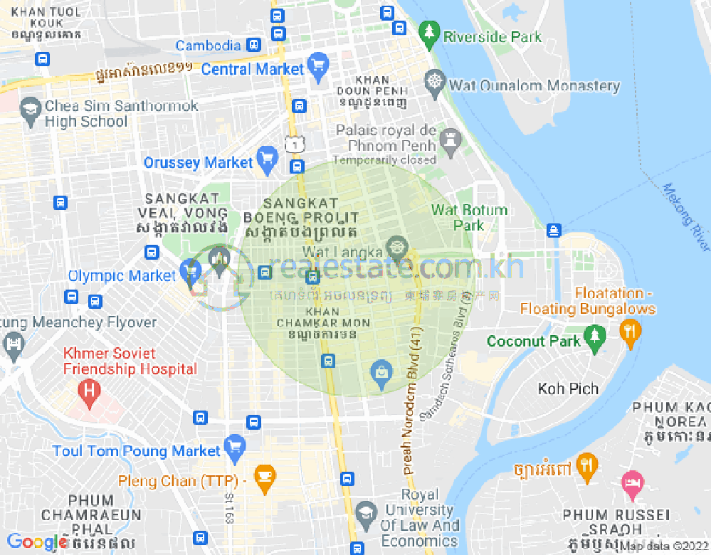 Mapa: BKK 1, Boeng Keng Kang, Phnom Penh