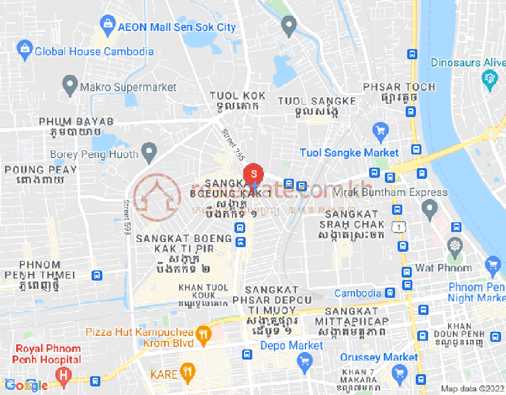 ブン・カック1, トゥールコーク, プノンペンの地図