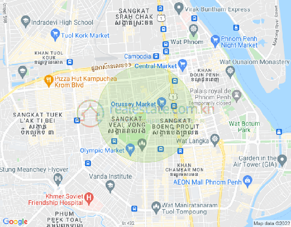 Map of Veal Vong, 7 Makara, Phnom Penh