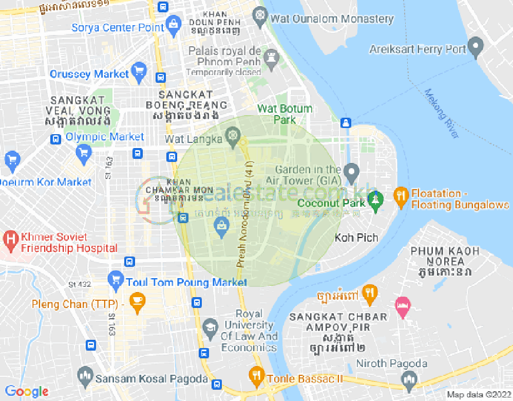 トゥールトンポン1, チャムカモン, プノンペンの地図
