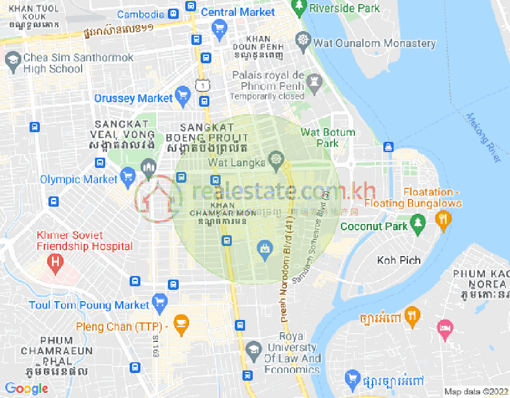 Map of BKK 1, Boeng Keng Kang, Phnom Penh