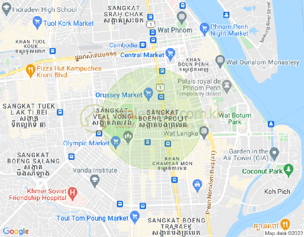 Boeung Prolit구역, 마카라구, 프놈펜 지도