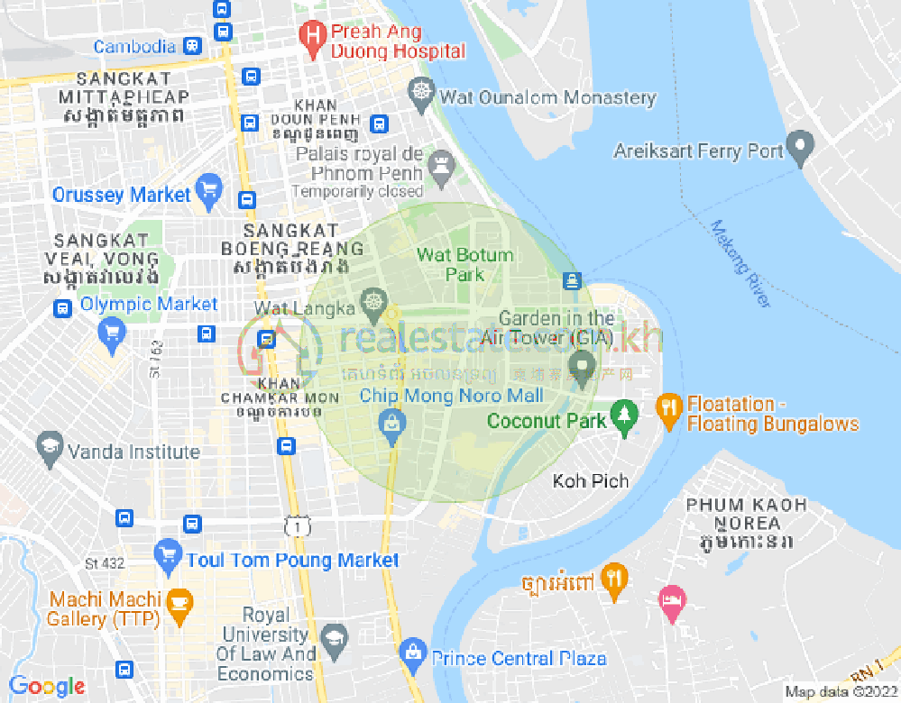 백색하구역, 짬까몬, 프놈펜 지도
