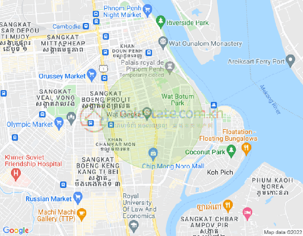 Map of BKK 1, Boeng Keng Kang, Phnom Penh