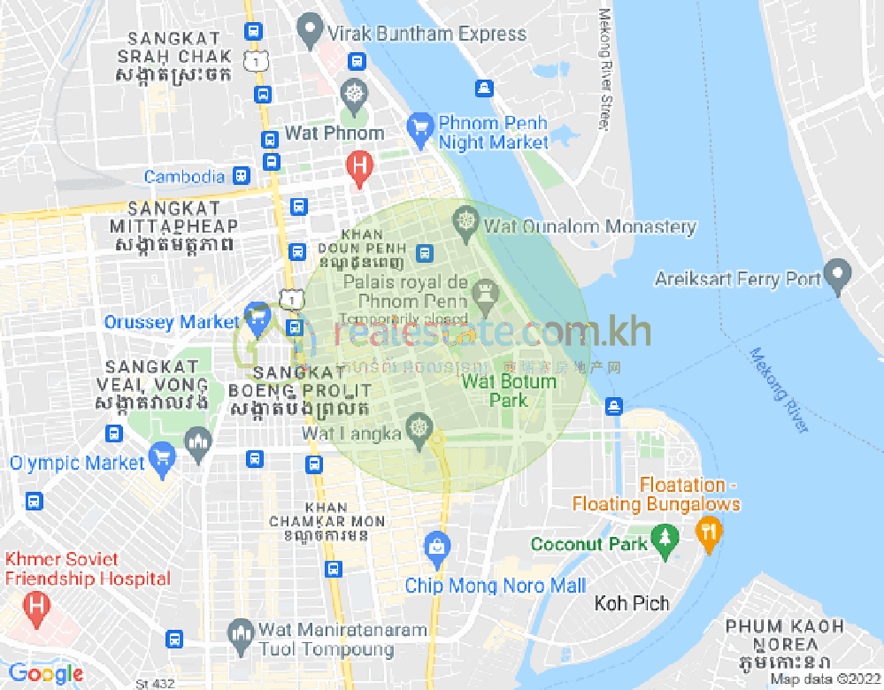 新街市1分区, 隆边区, 金边地图