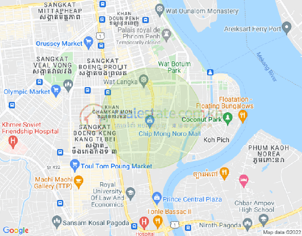 แผนที่ บึงกัก 1, ตวลโคก, พนมเปญ