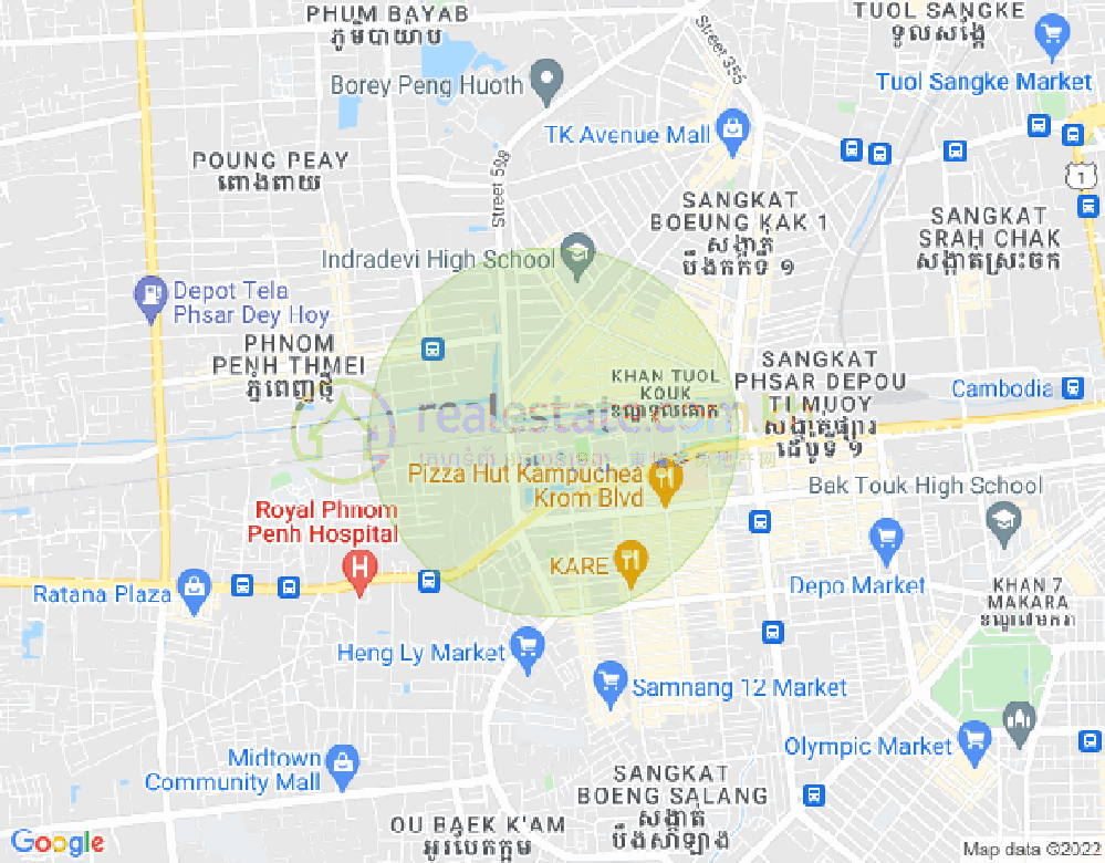사리파 1분구, 노곡구, 프놈펜 지도