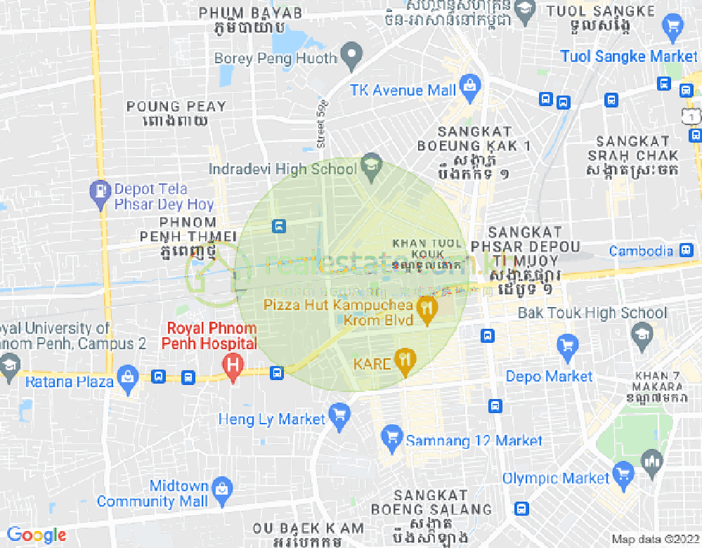 Map of Tuek L'ak 1, Toul Kork, Phnom Penh