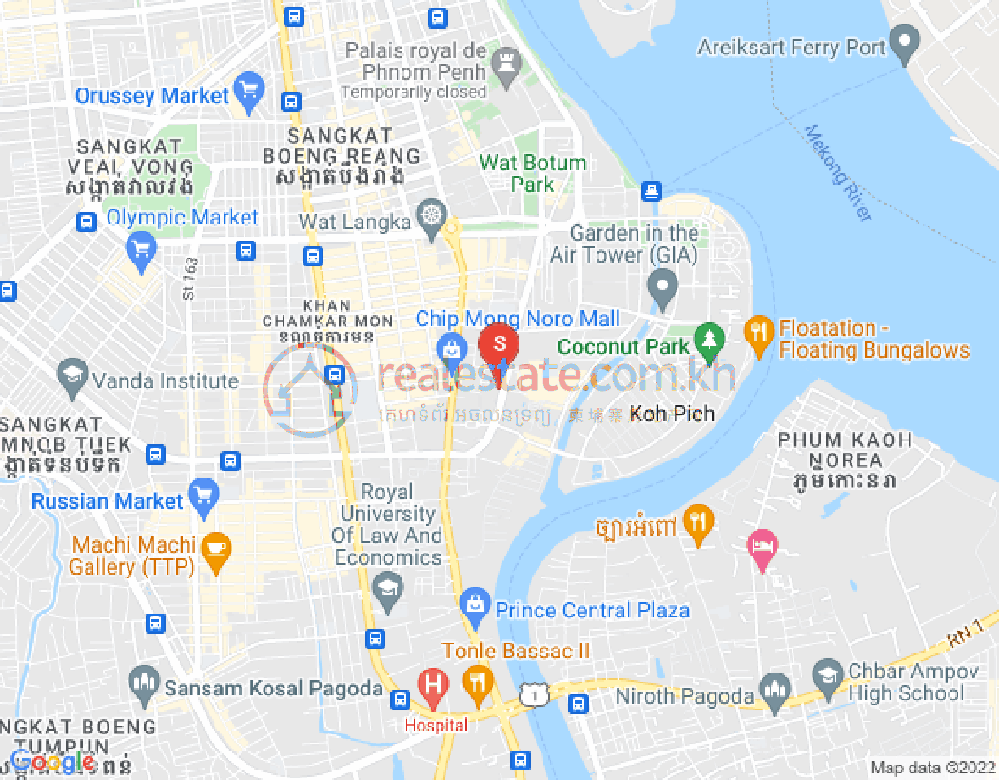 トンレバサック, チャムカモン, プノンペンの地図