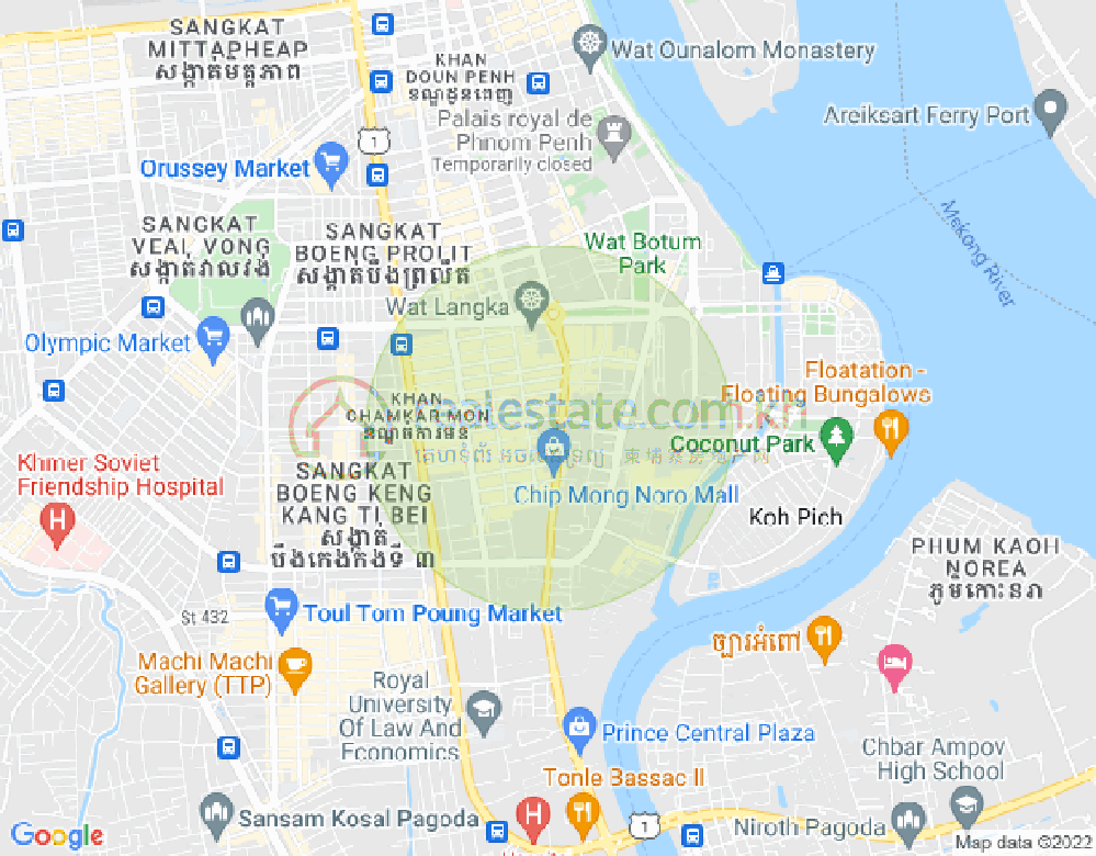Mapa: BKK 1, Boeng Keng Kang, Phnom Penh