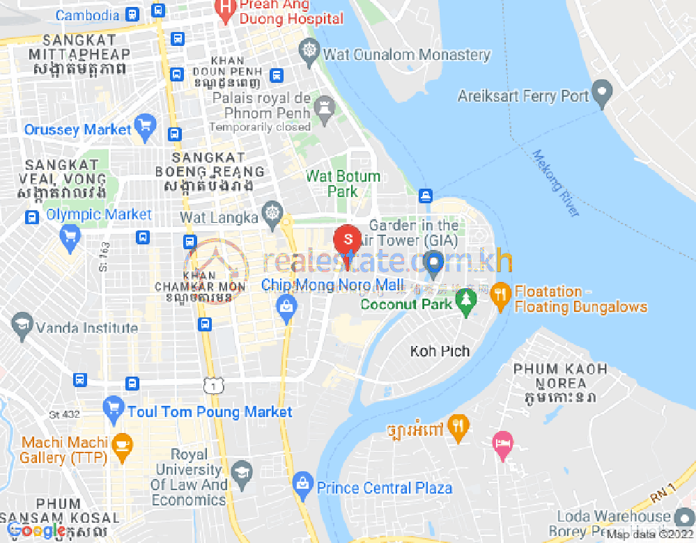Map of Tonle Bassac, Chamkarmon, Phnom Penh