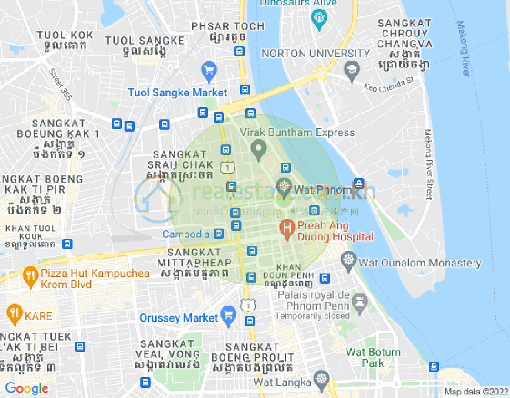 Mapa: Srah Chak, Daun Penh, Phnom Penh