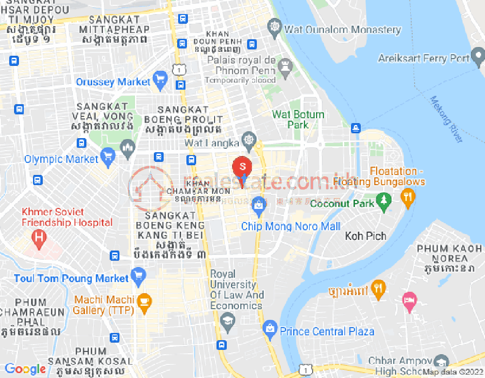 만경강1부구(BKK1), 벙껭깡, 프놈펜 지도