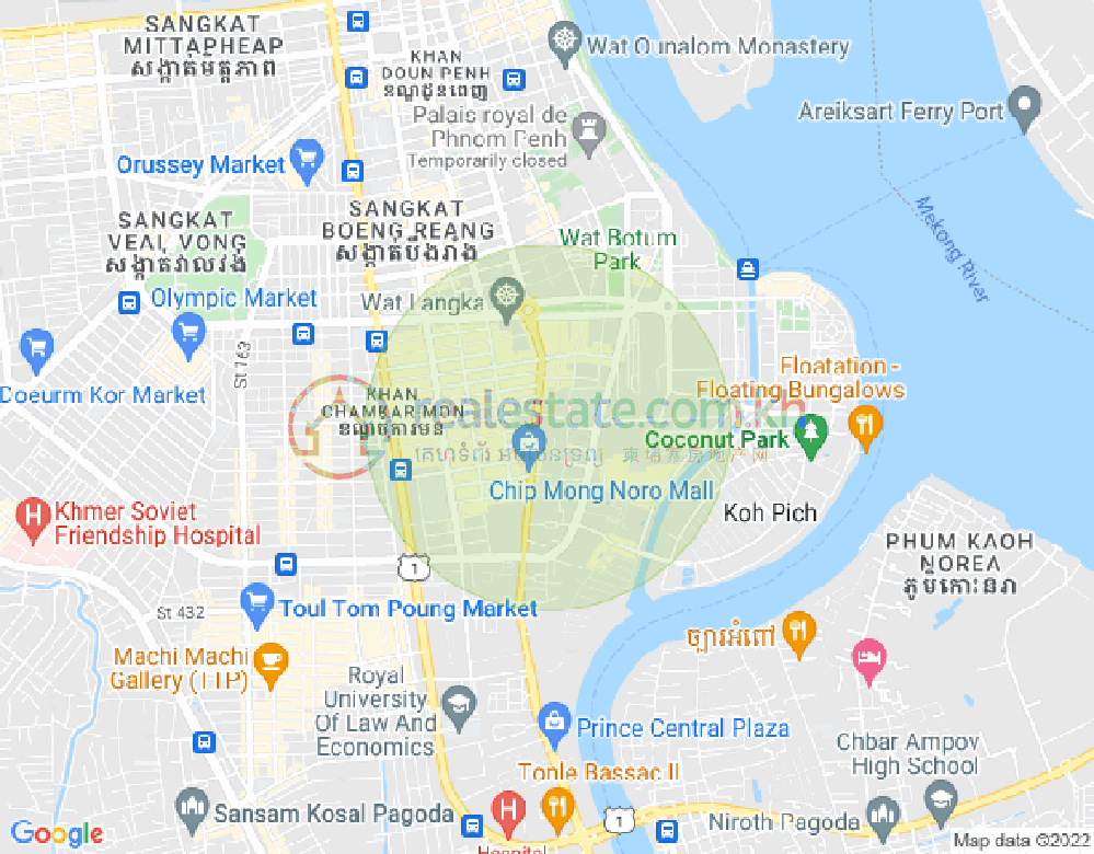 Mapa: BKK 1, Boeng Keng Kang, Phnom Penh