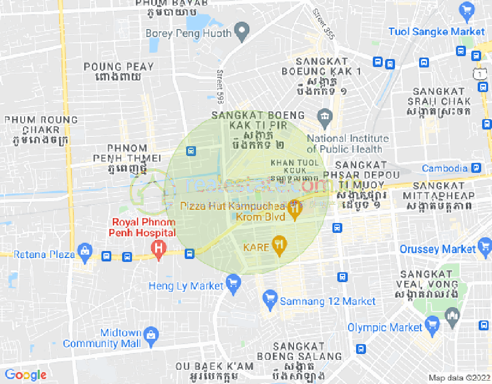 プサー・デポー1, トゥールコーク, プノンペンの地図