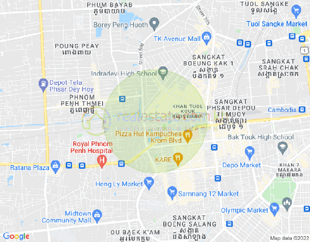 Map of Tuek L'ak 1, Toul Kork, Phnom Penh
