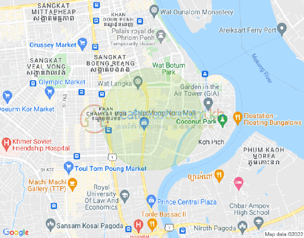 万景岗2分区（BKK2), 波哥堪, 金边地图