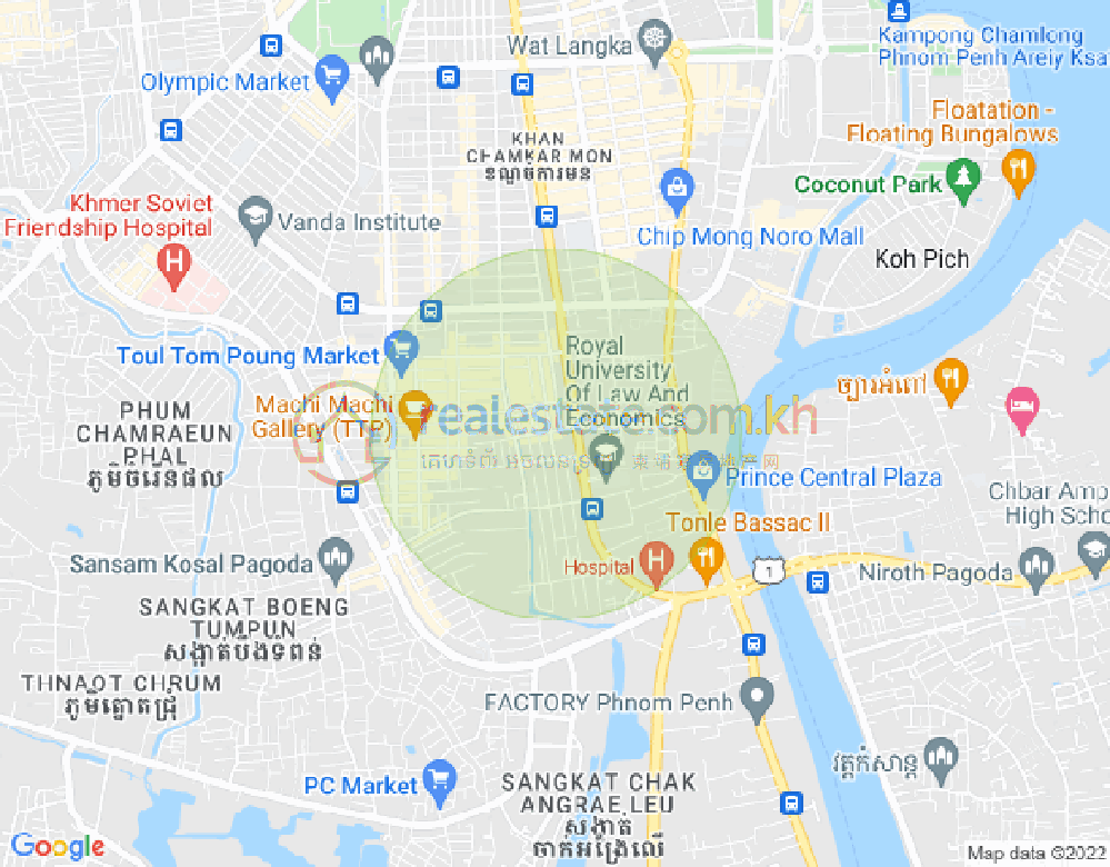 Mapa: Boeung Trabek, Chamkarmon, Phnom Penh