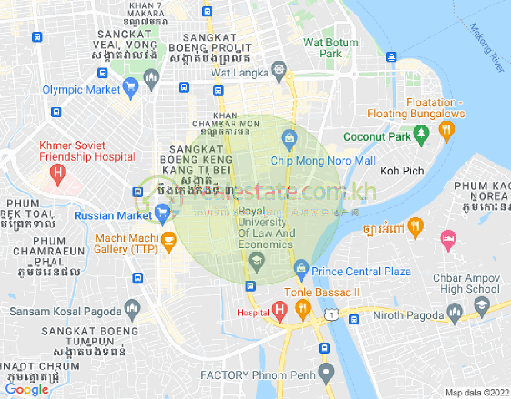 Mapa: BKK 1, Boeng Keng Kang, Phnom Penh