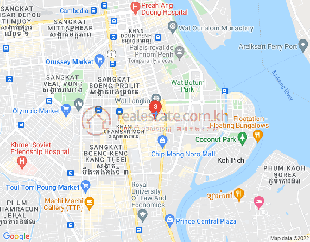BKK 1, ボンケンコン, プノンペンの地図