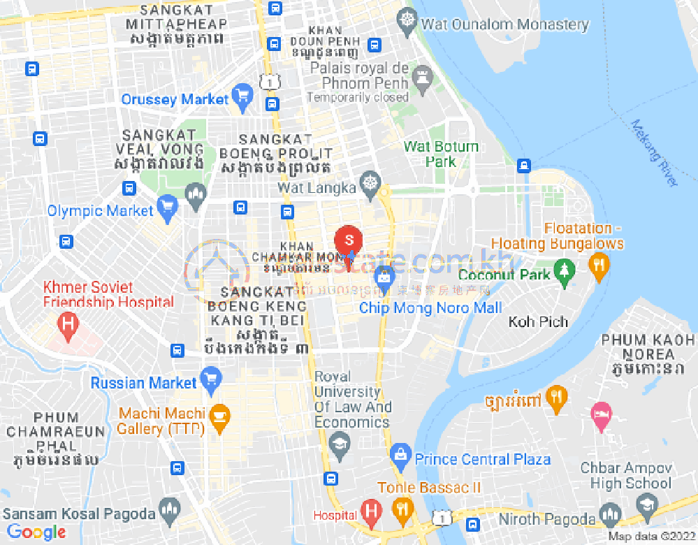 BKK 1, ボンケンコン, プノンペンの地図