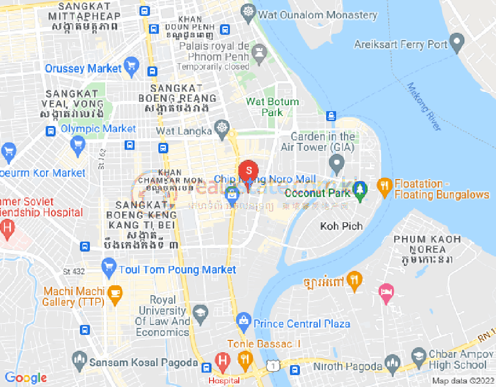 トンレバサック, チャムカモン, プノンペンの地図