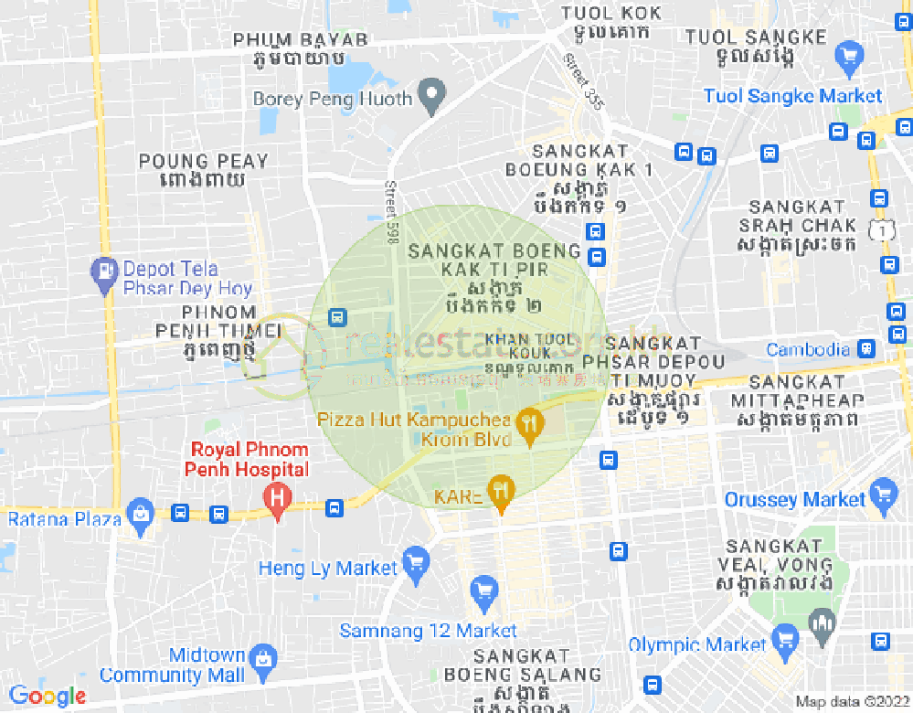 Mapa: Tuek L'ak 2, Toul Kork, Phnom Penh