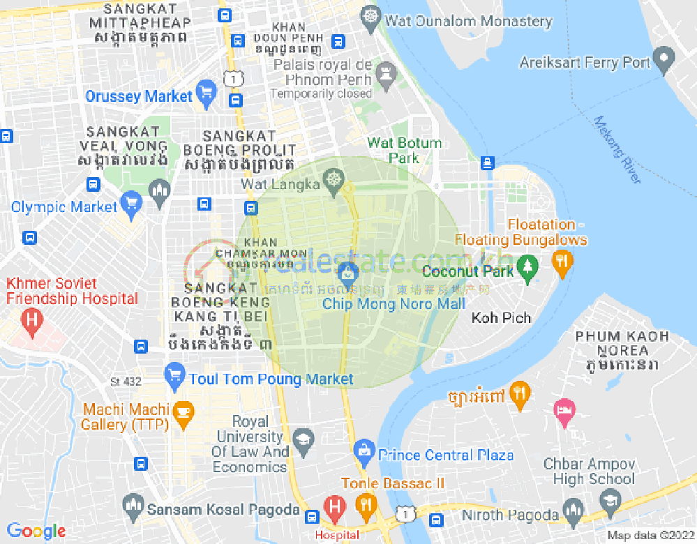 Mapa: BKK 2, Boeng Keng Kang, Phnom Penh