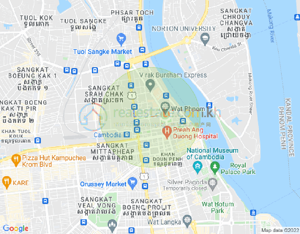 旧街市分区, 隆边区, 金边地图