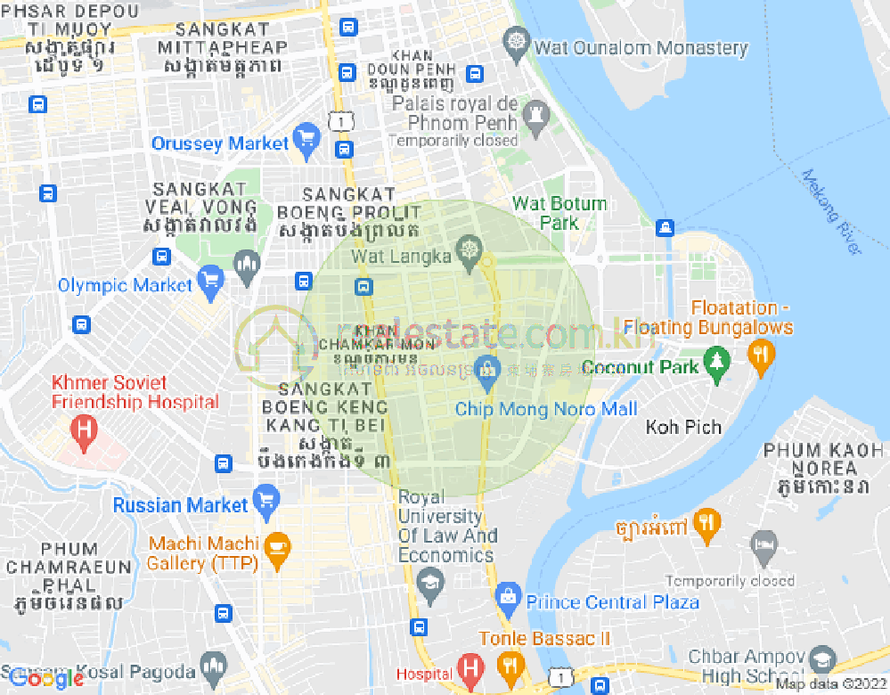 만경강1부구(BKK1), 벙껭깡, 프놈펜 지도