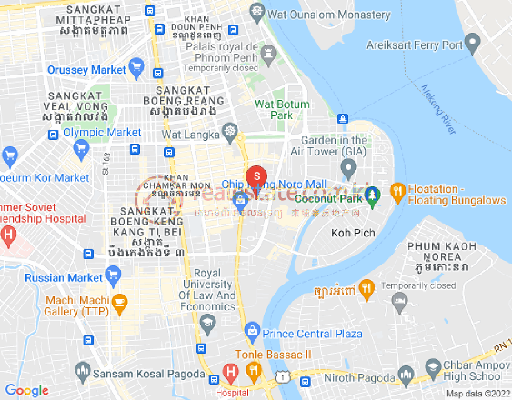 万景岗1分区（BKK1), 波哥堪, 金边地图