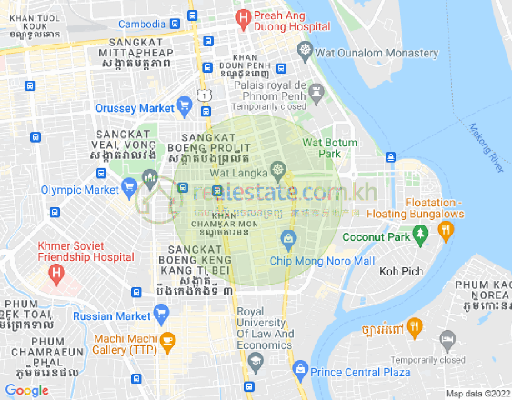 万景岗1分区（BKK1), 波哥堪, 金边地图