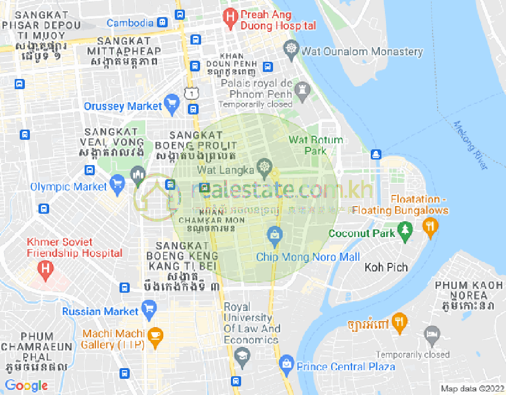 BKK 1, ボンケンコン, プノンペンの地図