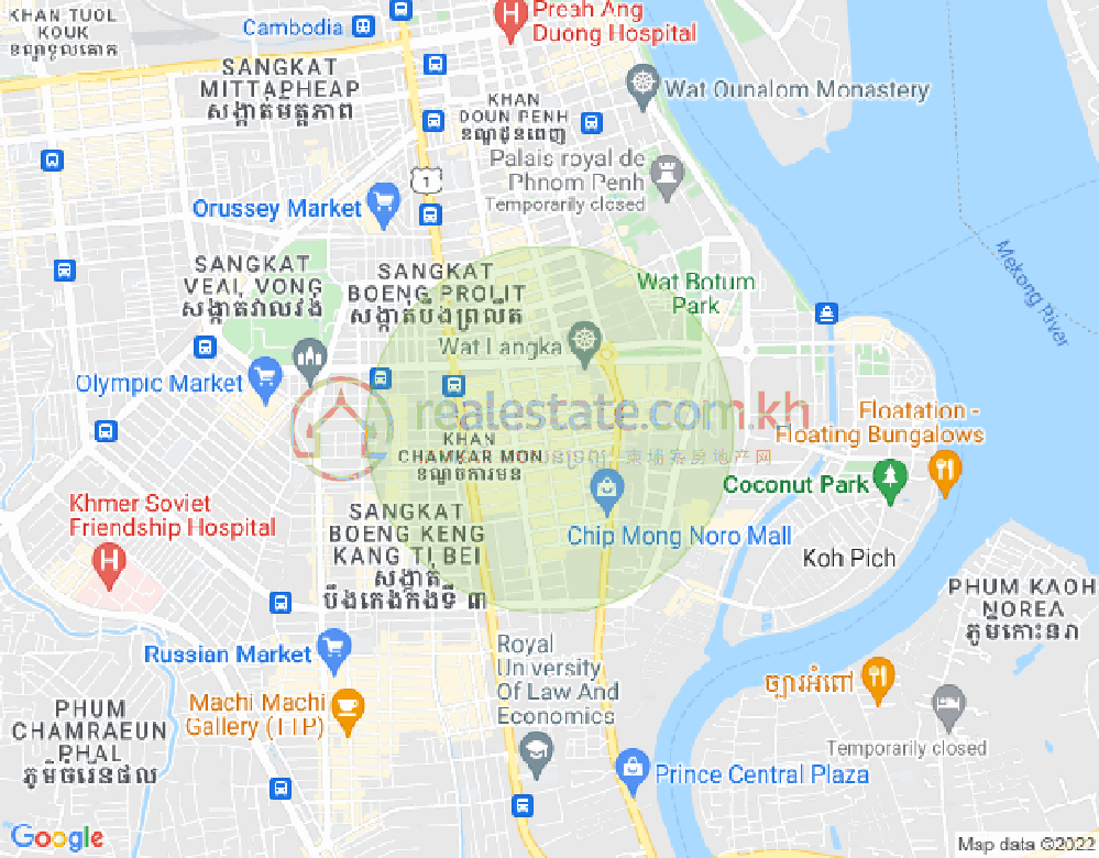 万景岗1分区（BKK1), 波哥堪, 金边地图