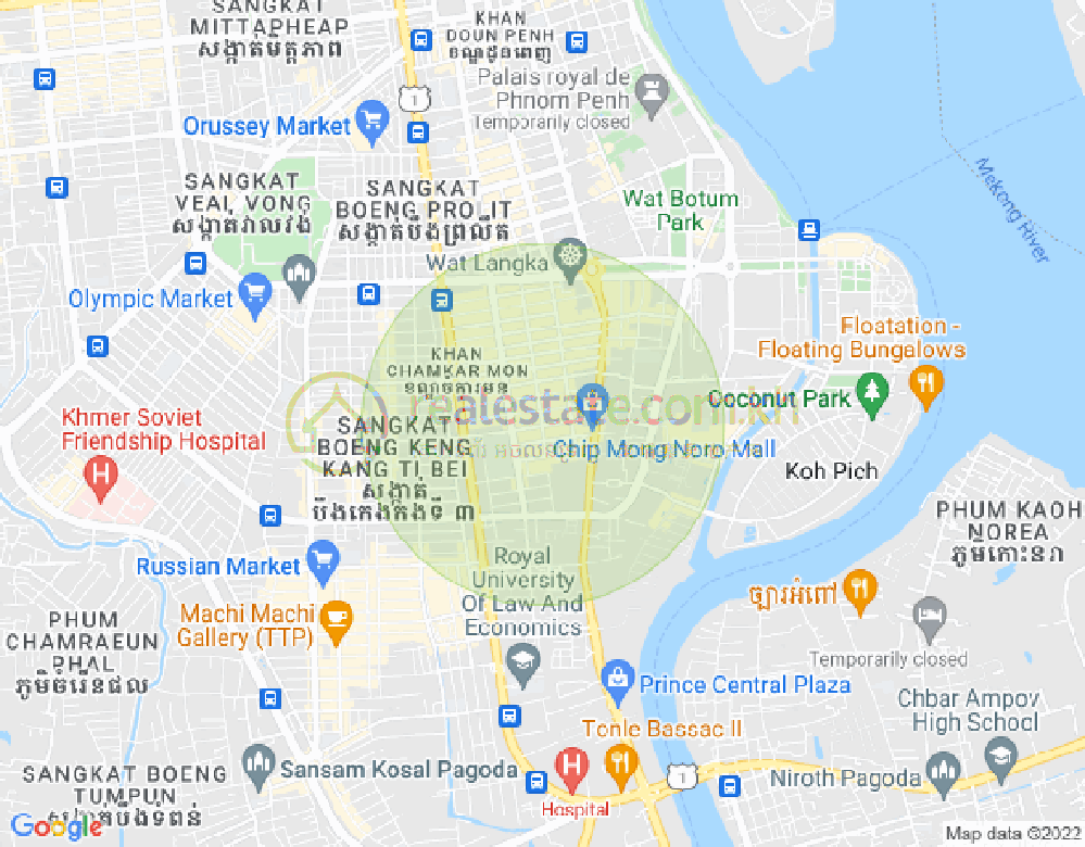 Map of BKK 1, Boeng Keng Kang, Phnom Penh