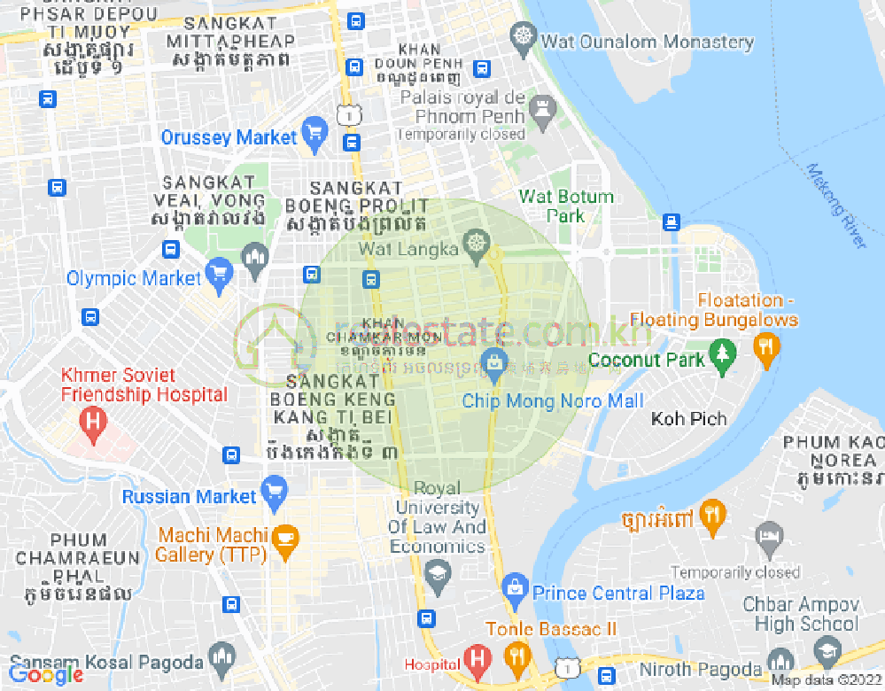 BKK 1, ボンケンコン, プノンペンの地図